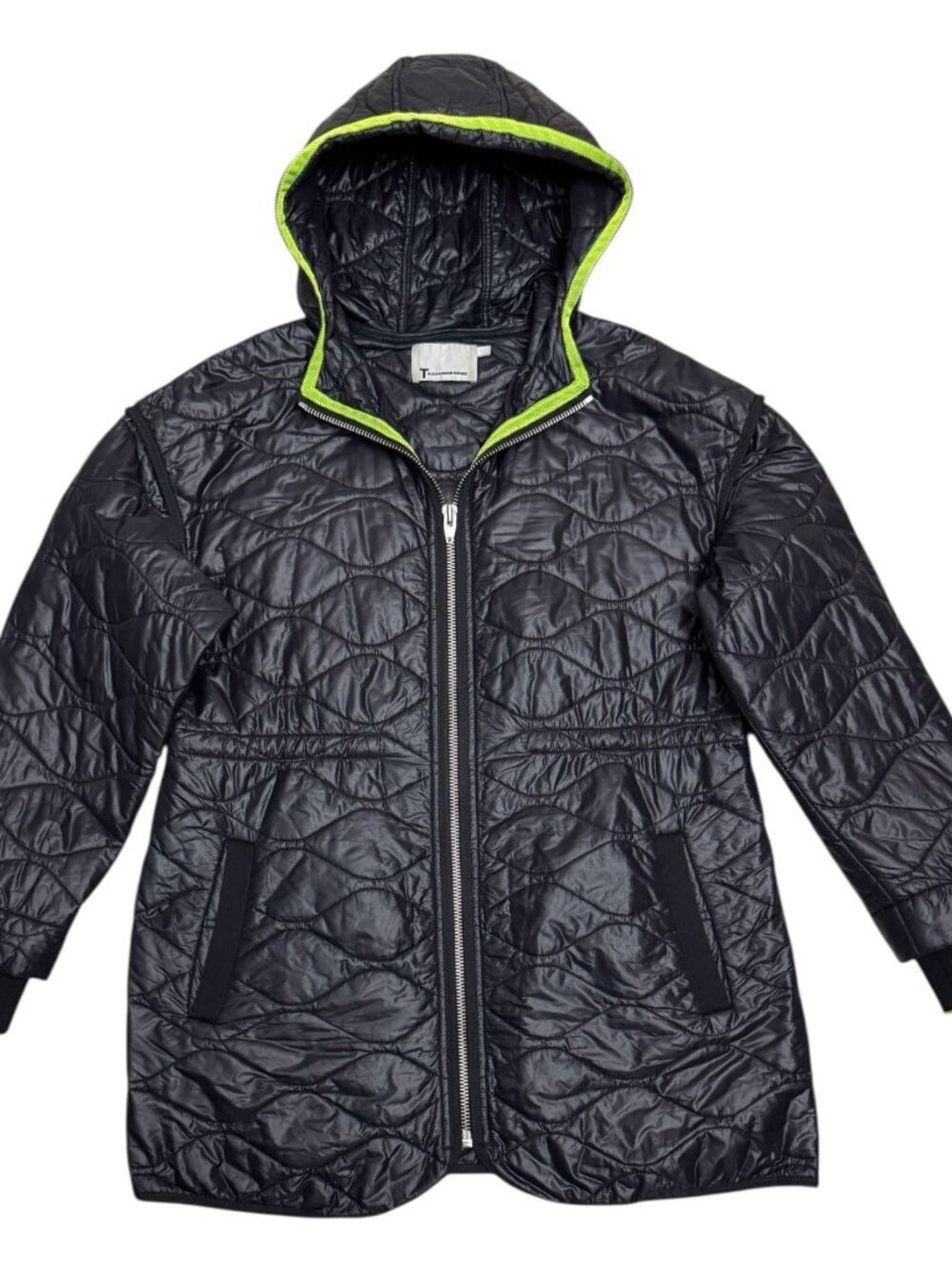 T ALEXANDER WANG Long Lightweight Designer Black Puffer Jacket Coat Womens Small